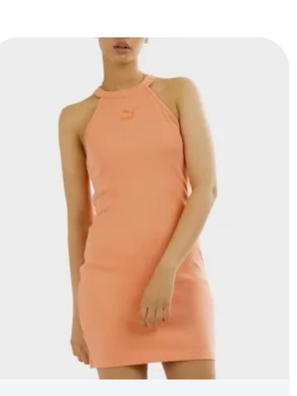 New!- Puma Coral Orange Ribbed Halter Mini Dress - Picture 4 of 4